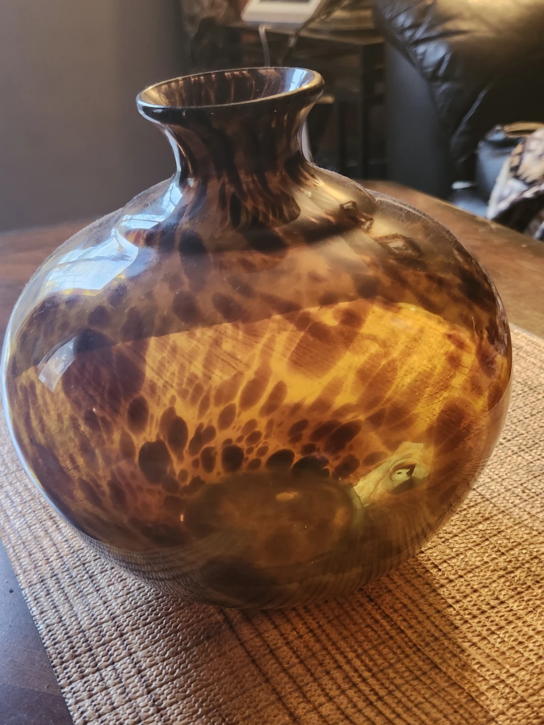Amber Mottled Glass Vases Set of 2 - photo 2