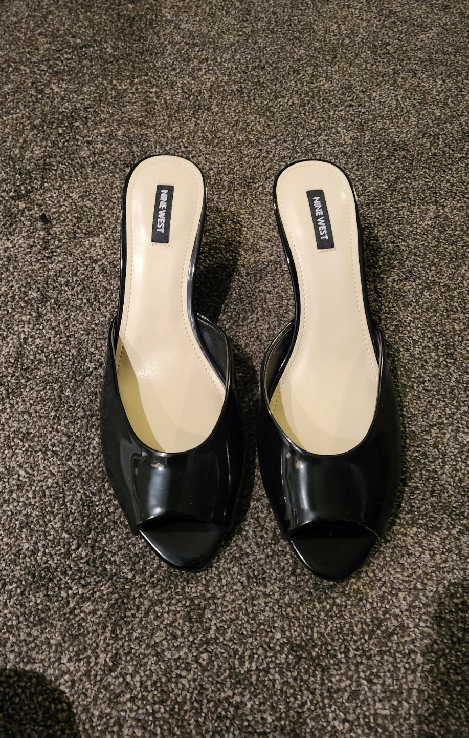 Nine West Black Patent Peep Toe Mules - photo 2
