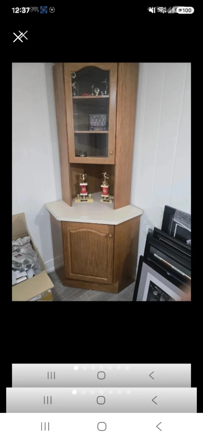 Custom Oak Corner Display Cabinet