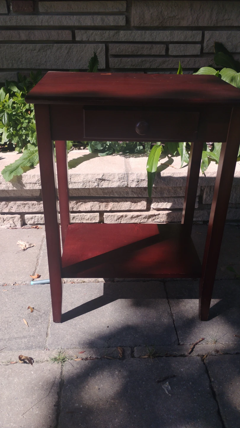 Dark Wood End Table with Drawer - photo 2