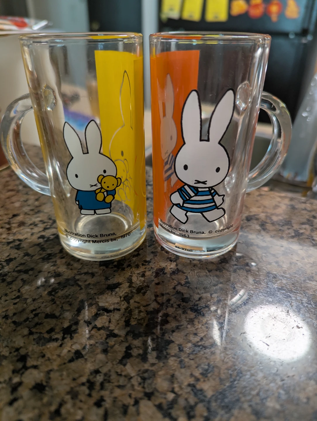 Set of 2 vintage Miffy Glass Mini Mugs