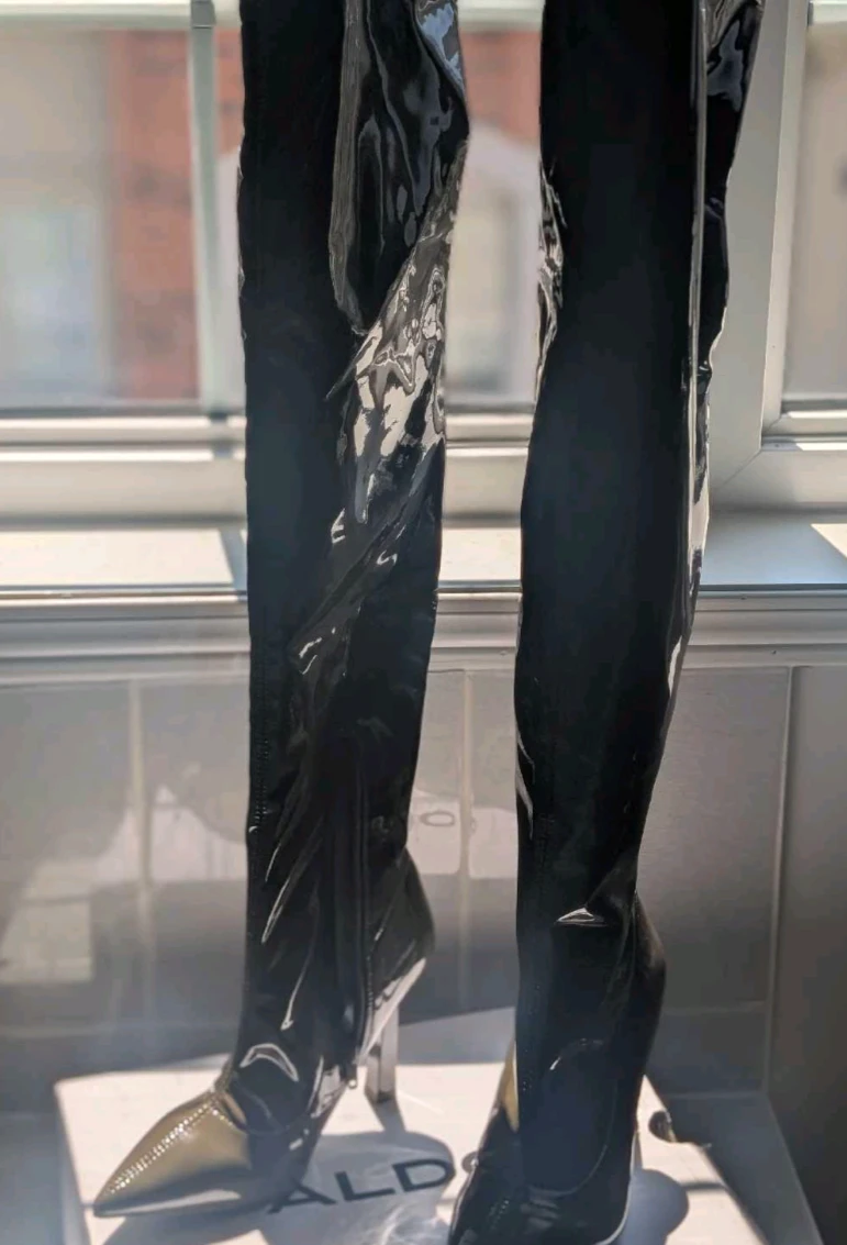 Aldo Patent Over-the-Knee Boots Dark Green Sz 6 - photo 3