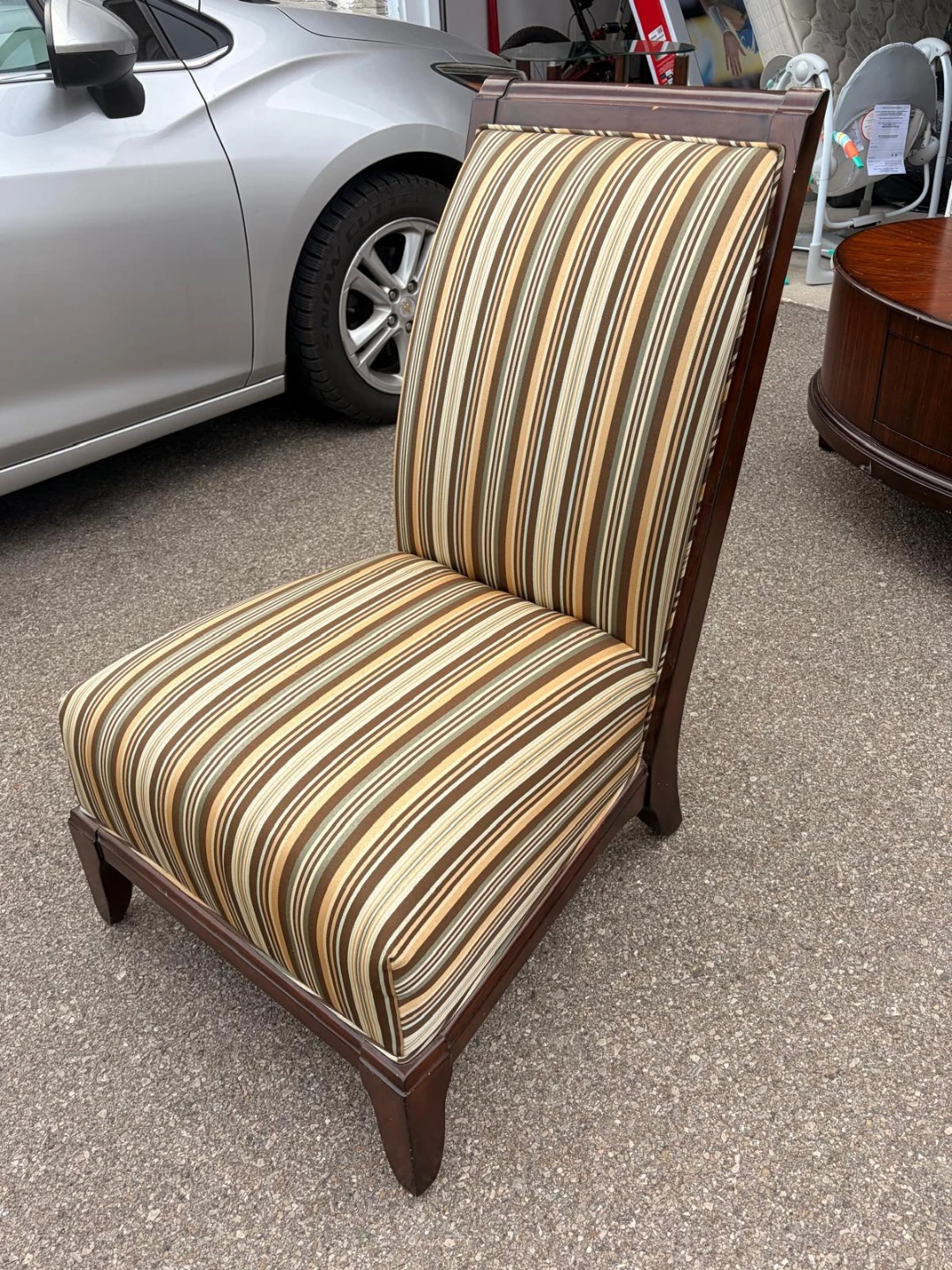 2 Striped Upholstered Accent Chair