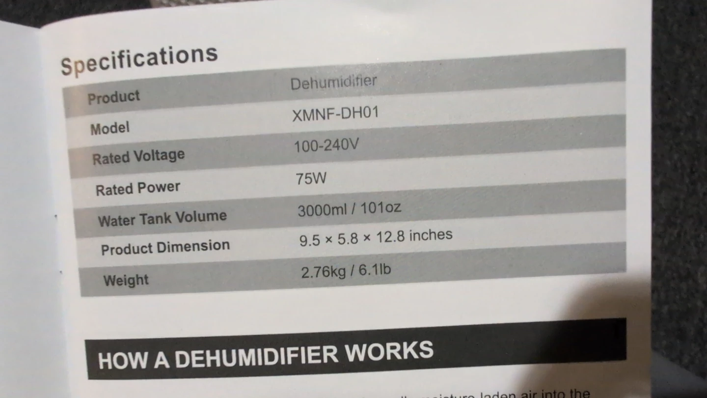 NEFOSO Dehumidifier Model XMNF-DH01 - photo 5
