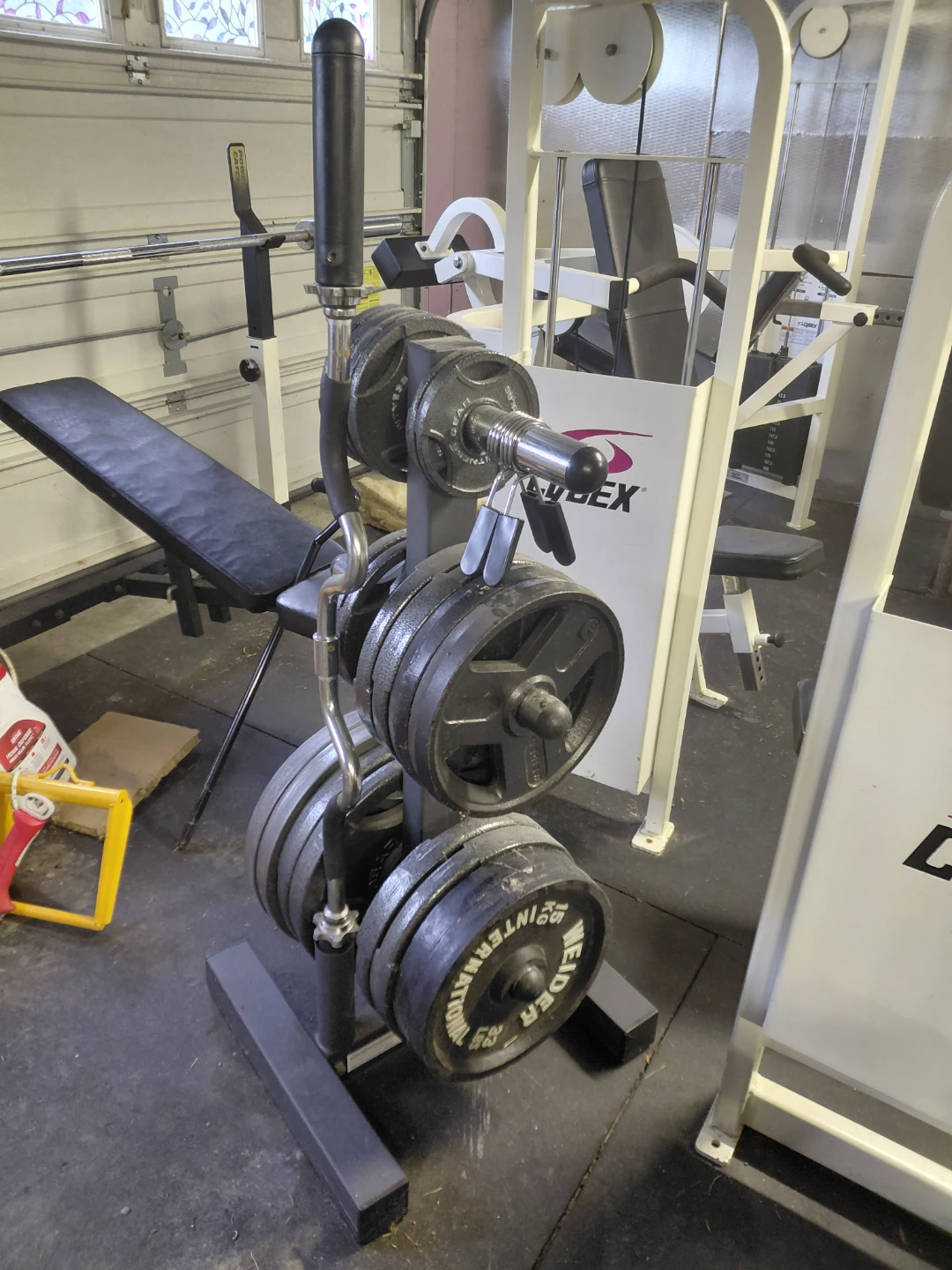 Olympic weights with curl bar 461 lbs