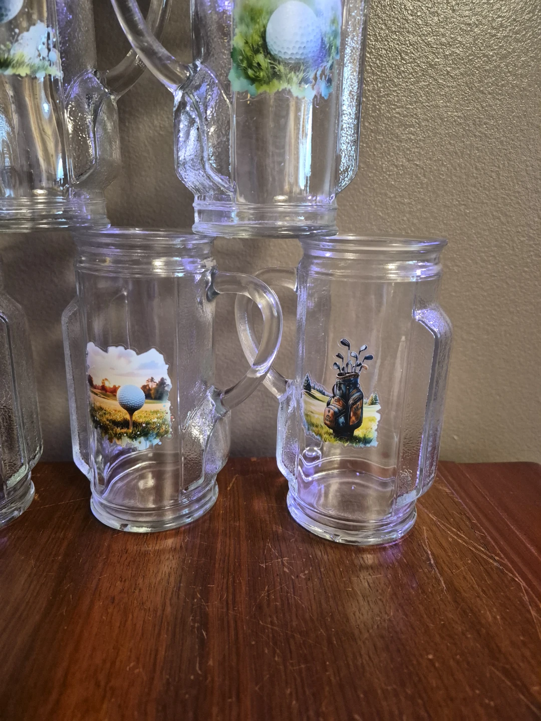 Set of 6 Golf Bag Mugs Steins Clear Glasses - photo 4