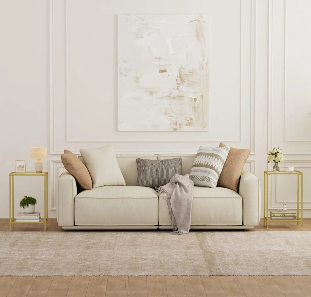 Set Gold Metal and Glass Side Table - photo 2
