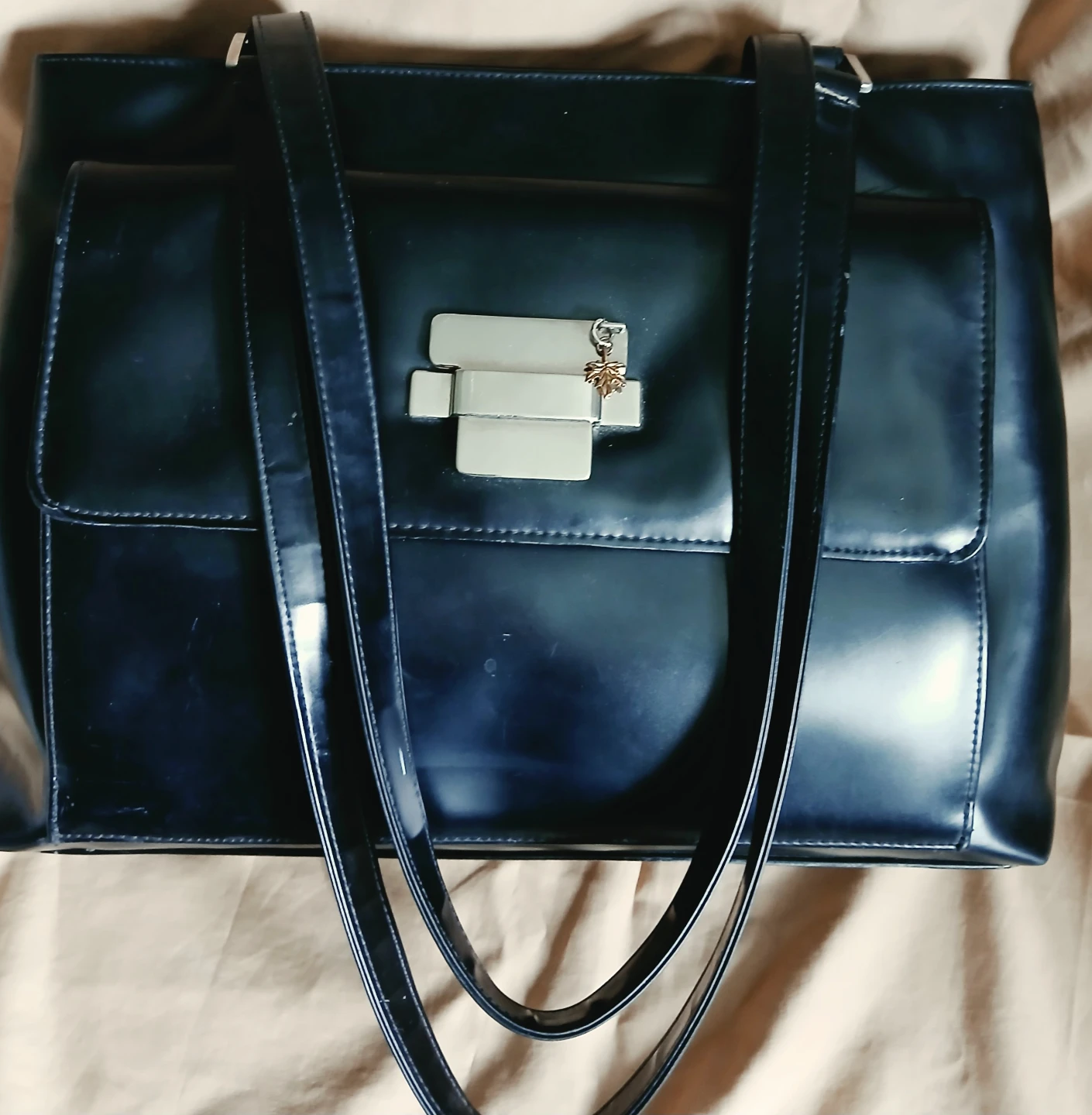 Black large structured handbag - Tote - photo 4
