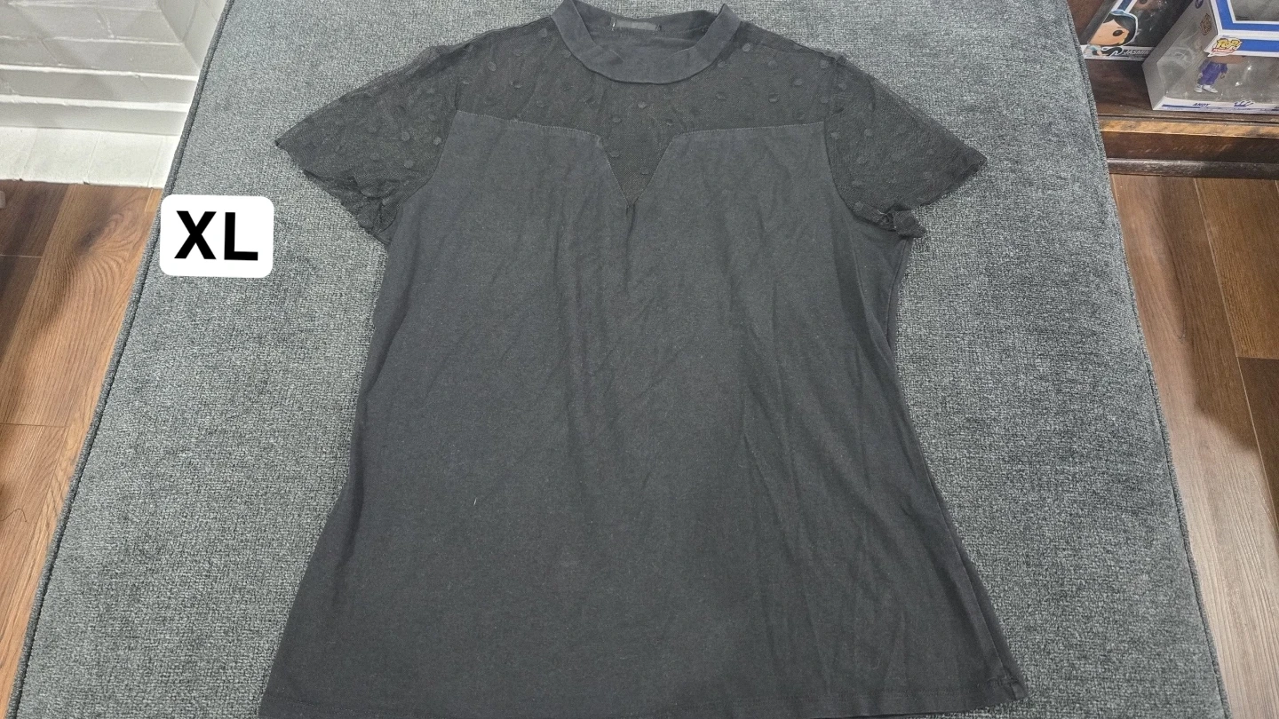 Black Mesh Dot T-Shirt