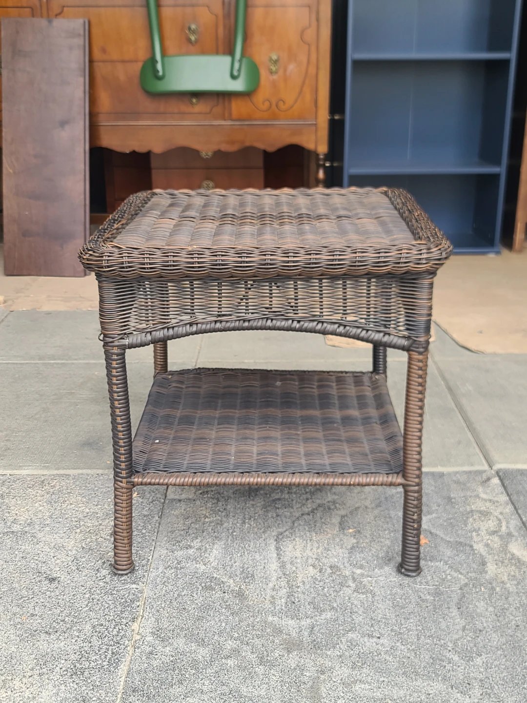Dark Brown Wicker Side Table
