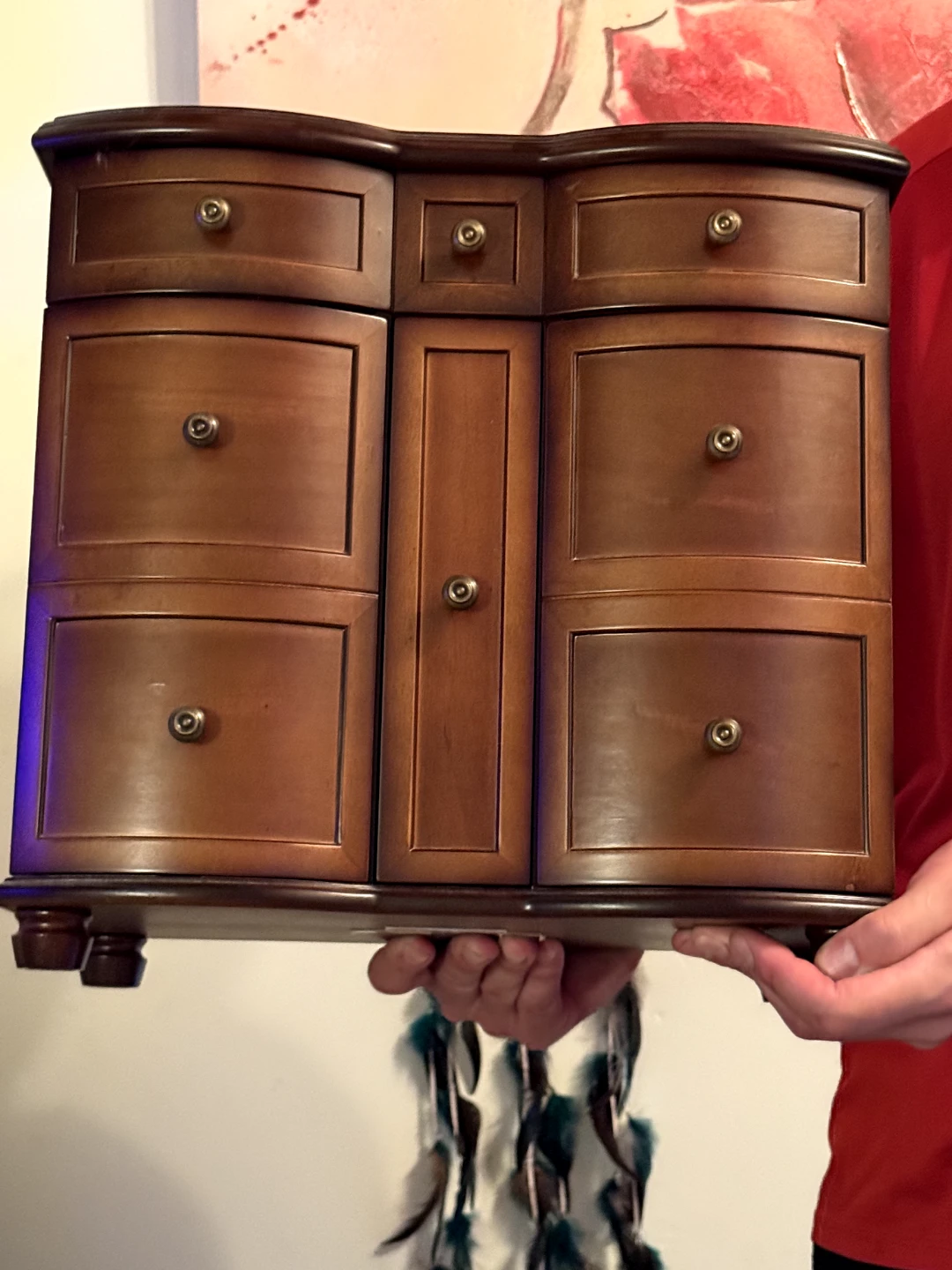 Wooden Jewelry Box with Drawers