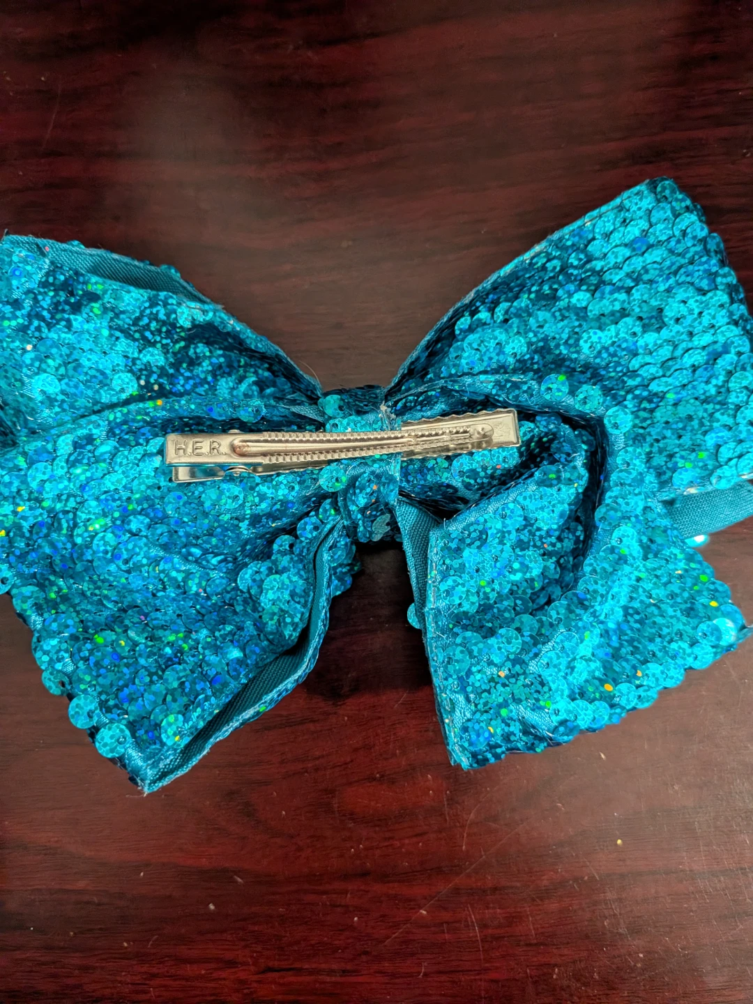 Sparkly Blue Sequin Bow Hair Clip - photo 2