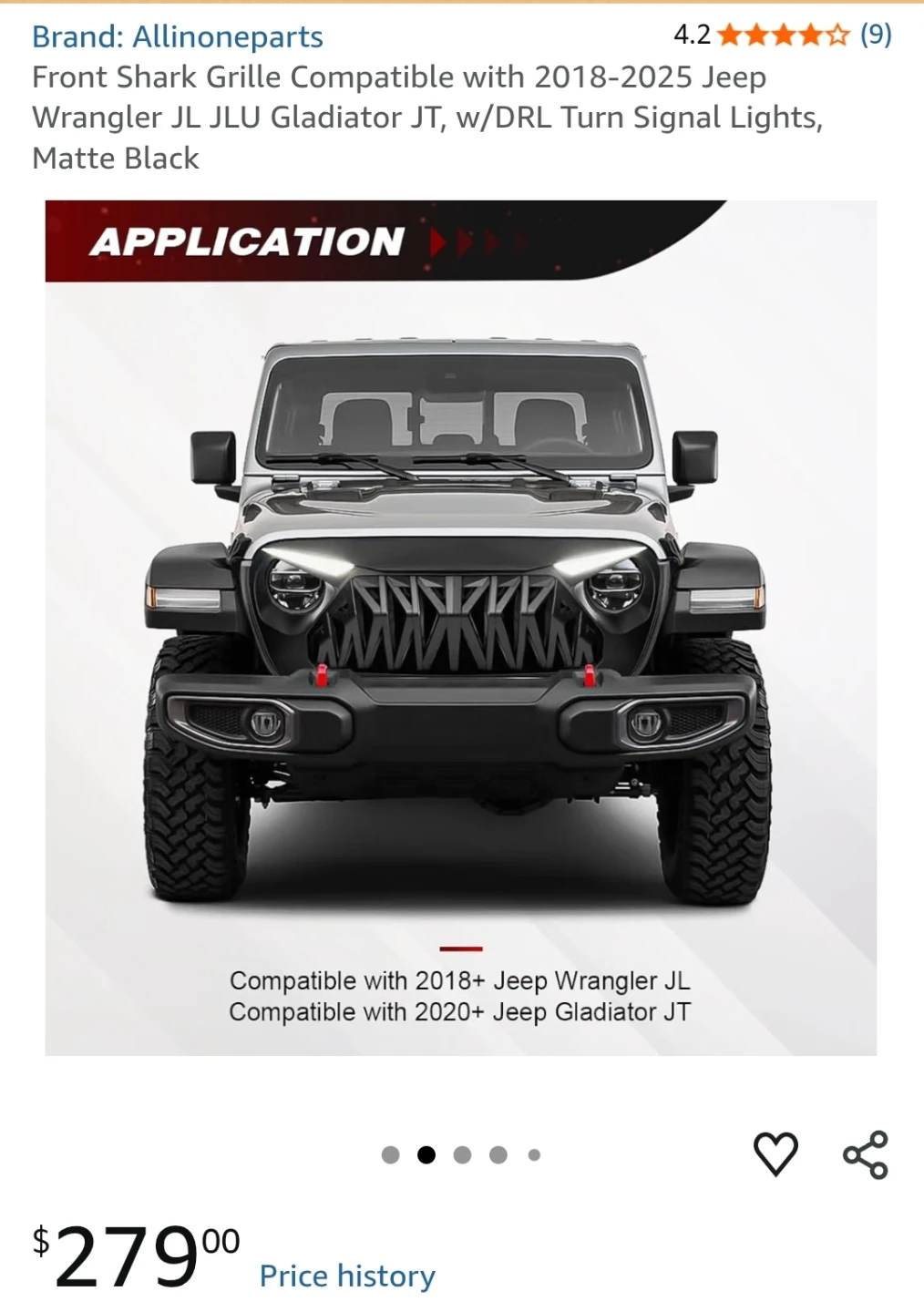 Front Shark Grille for Jeep Wrangler/Gladiator - photo 2