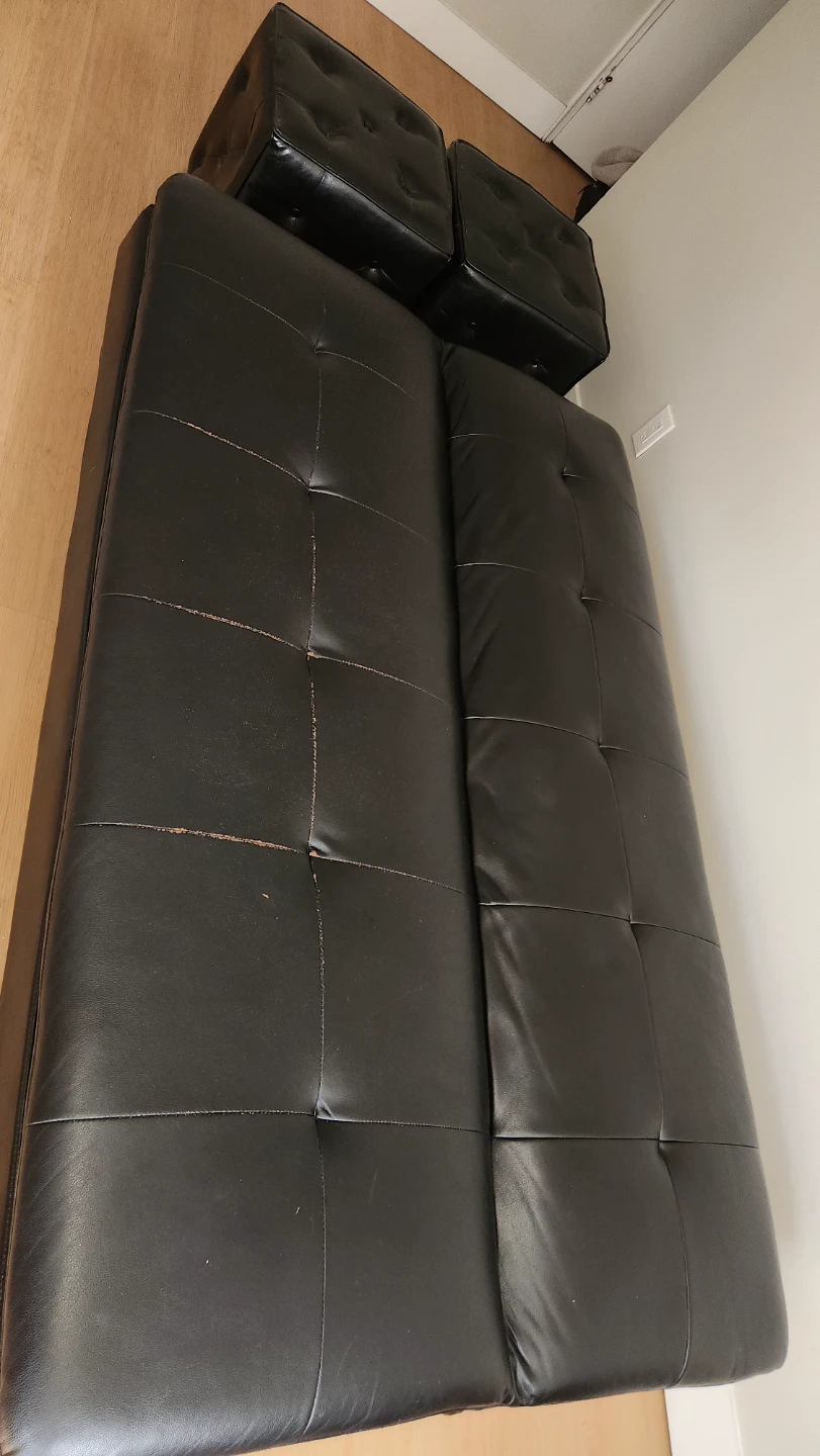Black Futon with two small  ottomans OBO - photo 3