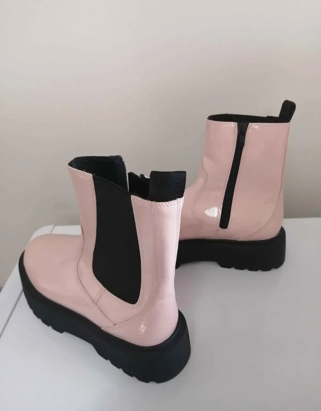 Zara Pink Patent Chunky Boots - Size 7 - 7.5 - photo 2