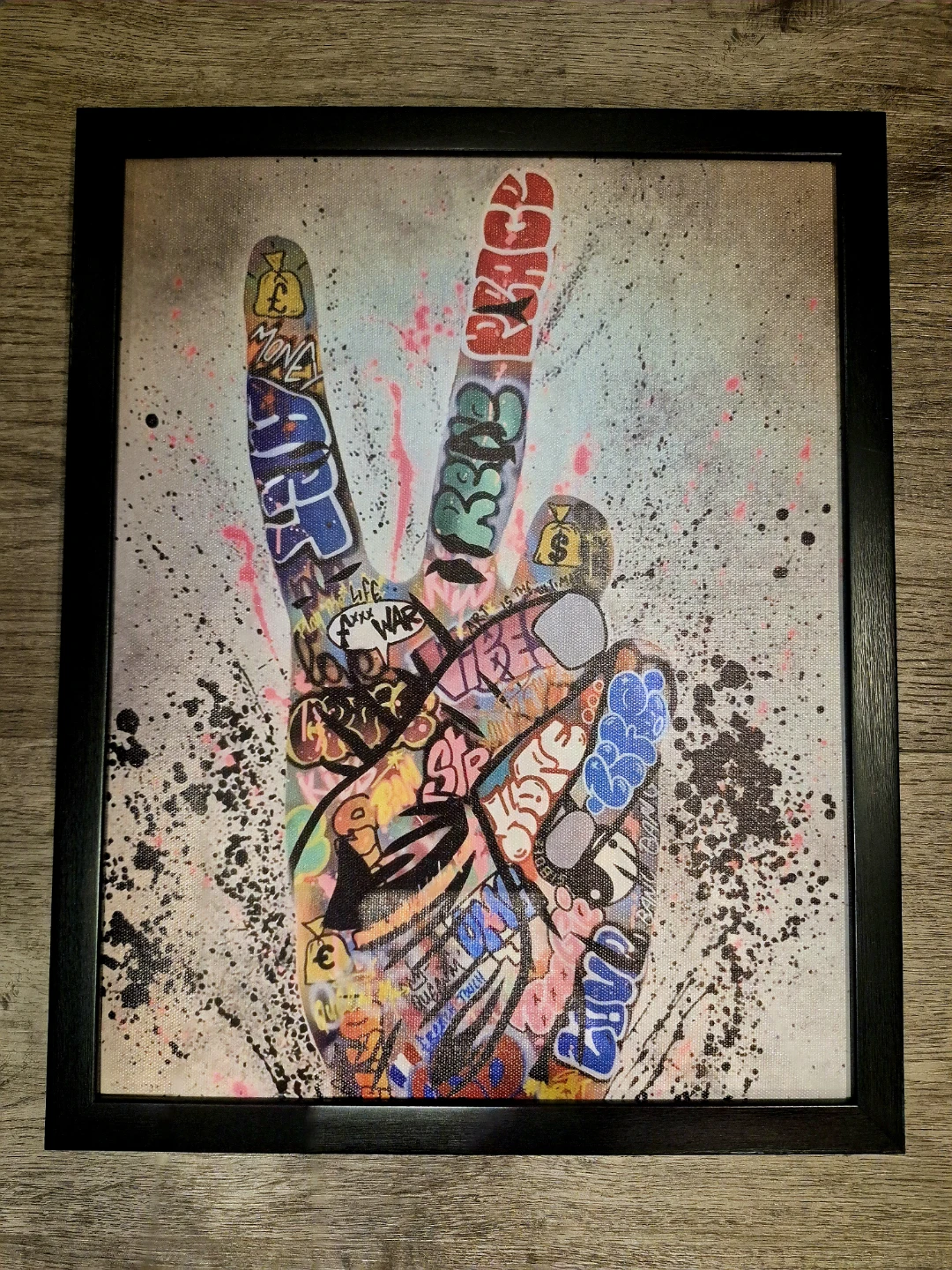 Set of 3 Vibrant Graffiti Style Wall Art 12"x15" Framed - photo 3