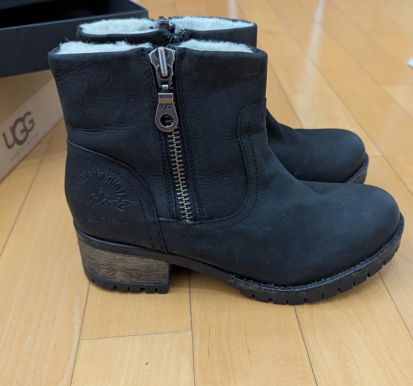 Black block heel ankle boots
