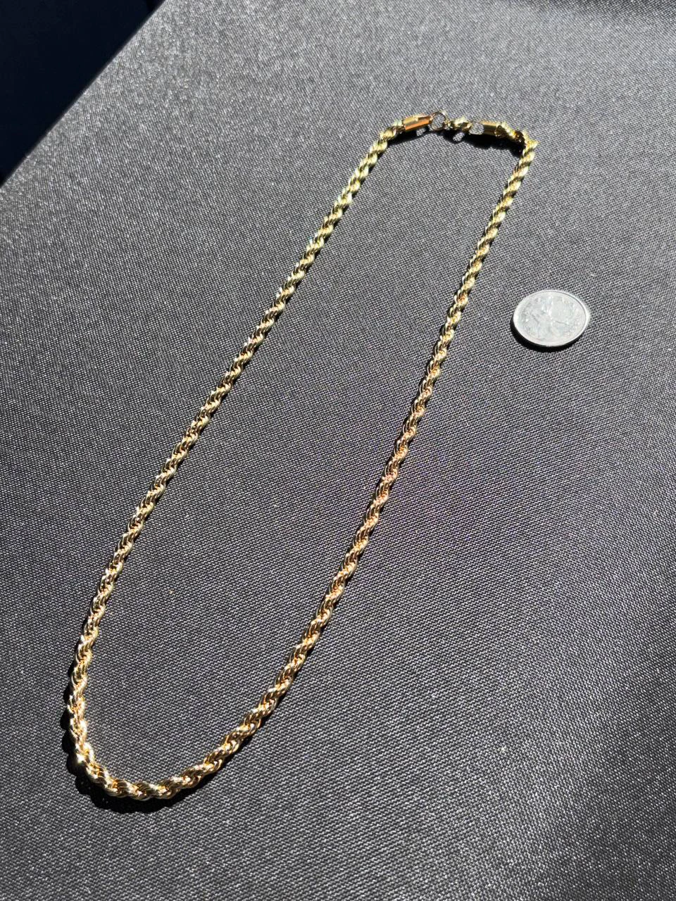 Gold rope chain necklace 18k GP - photo 2