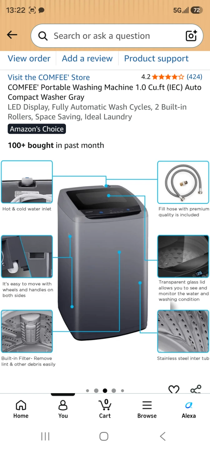 Comfee Portable Washing Machine CV10DPGBIORCO Gray - photo 3
