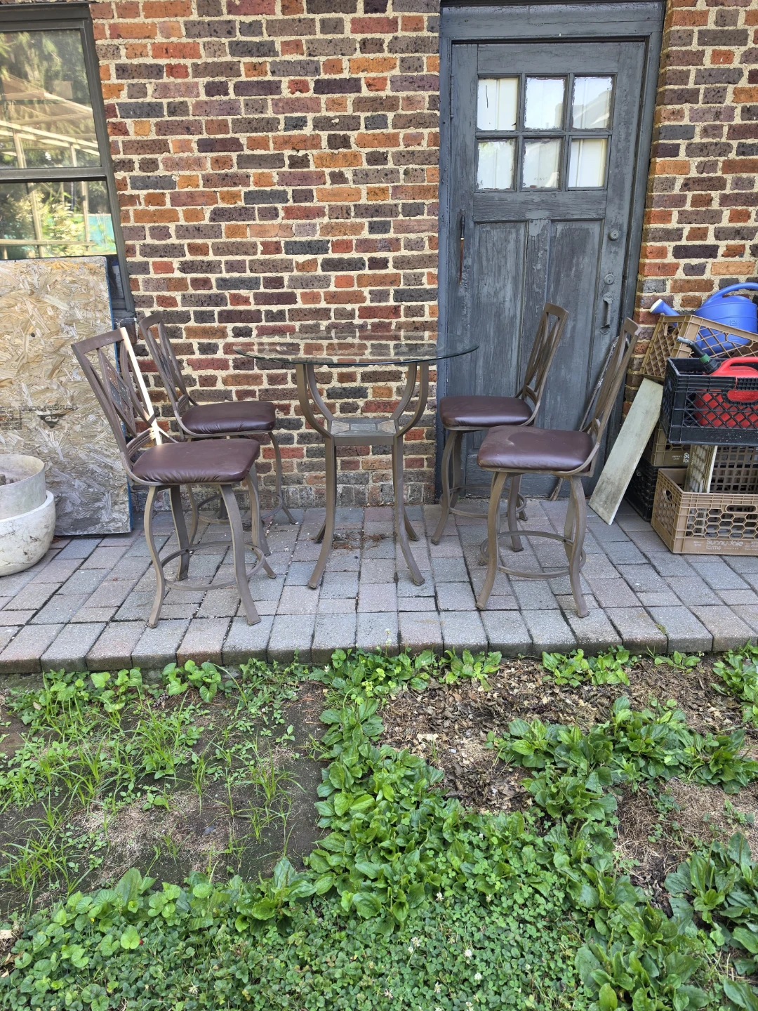 Glass Top Bistro Table and 4 Chairs