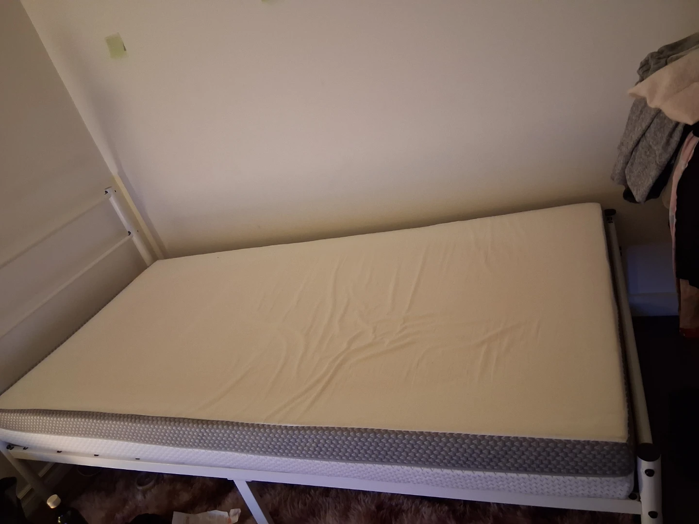 White Metal Bed Frame with Mattress - photo 3