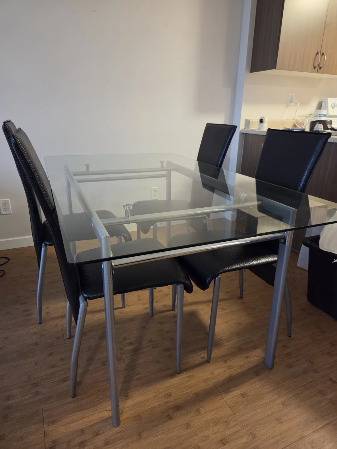 Glass Dining Table with 4 Chairs
