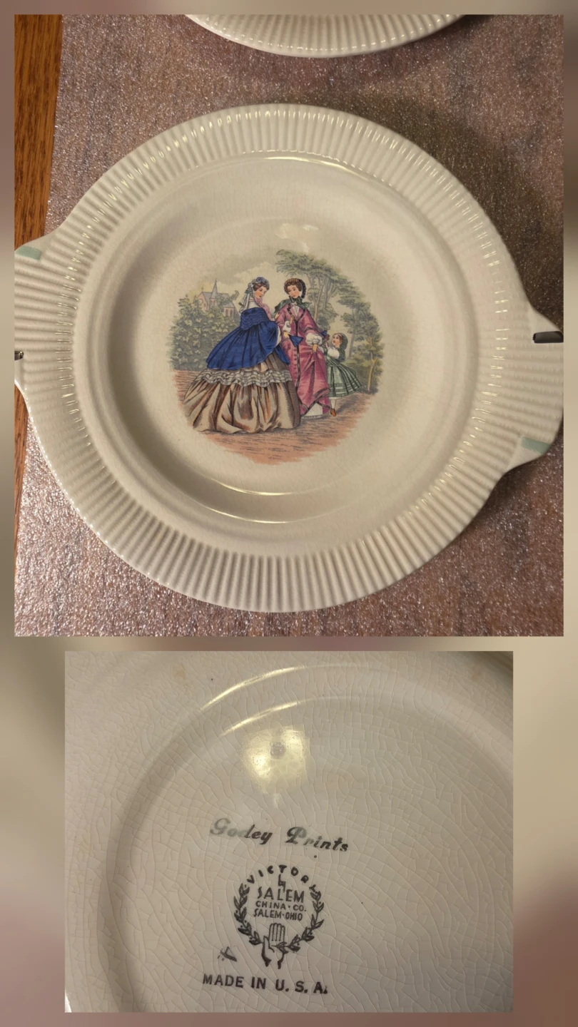 Vintage Salem China Godey Prints Victory Plates - Set of 6