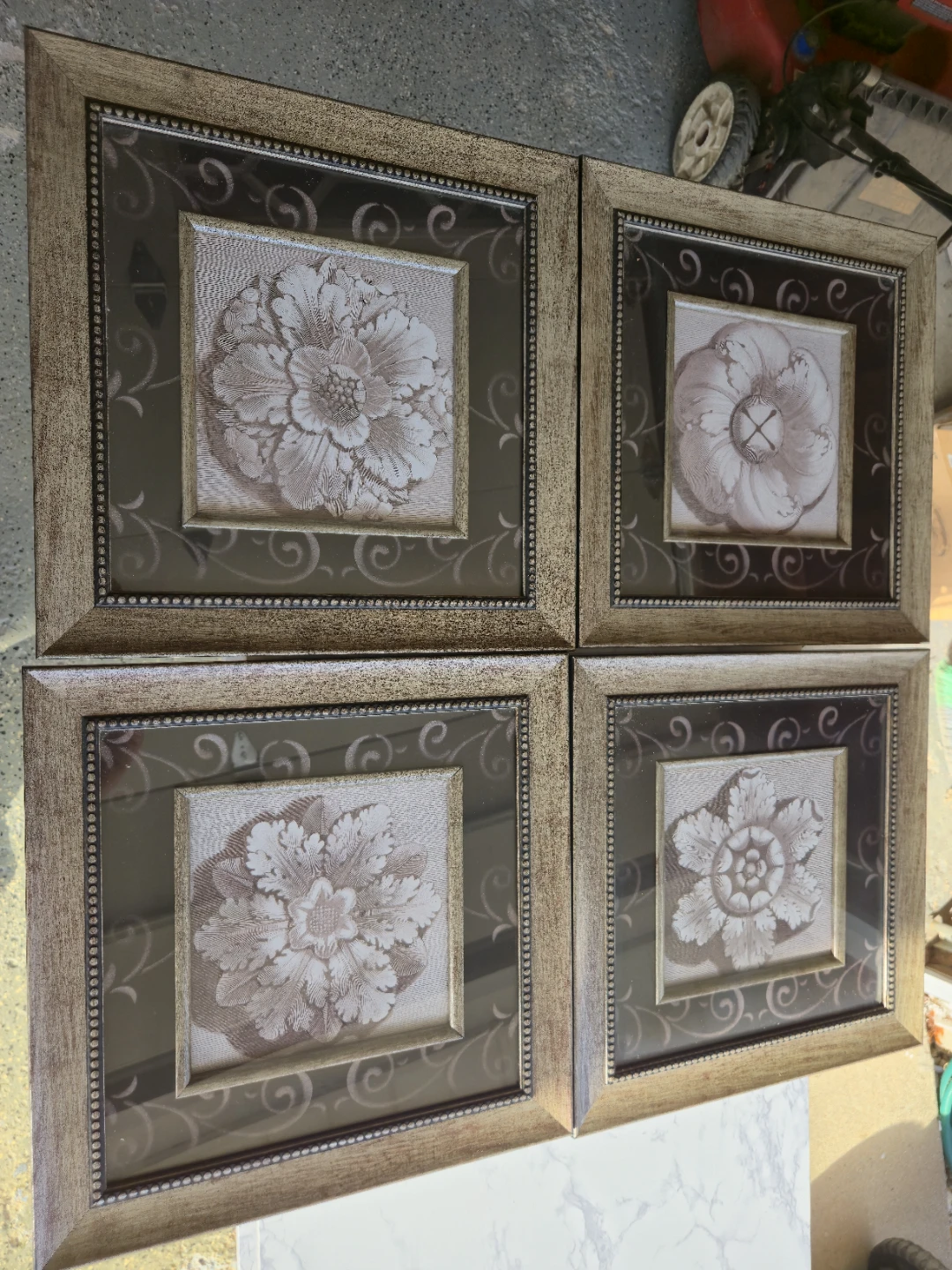 Set of 4 Framed Floral Wall Art Prints – 15" x 15" - photo 2