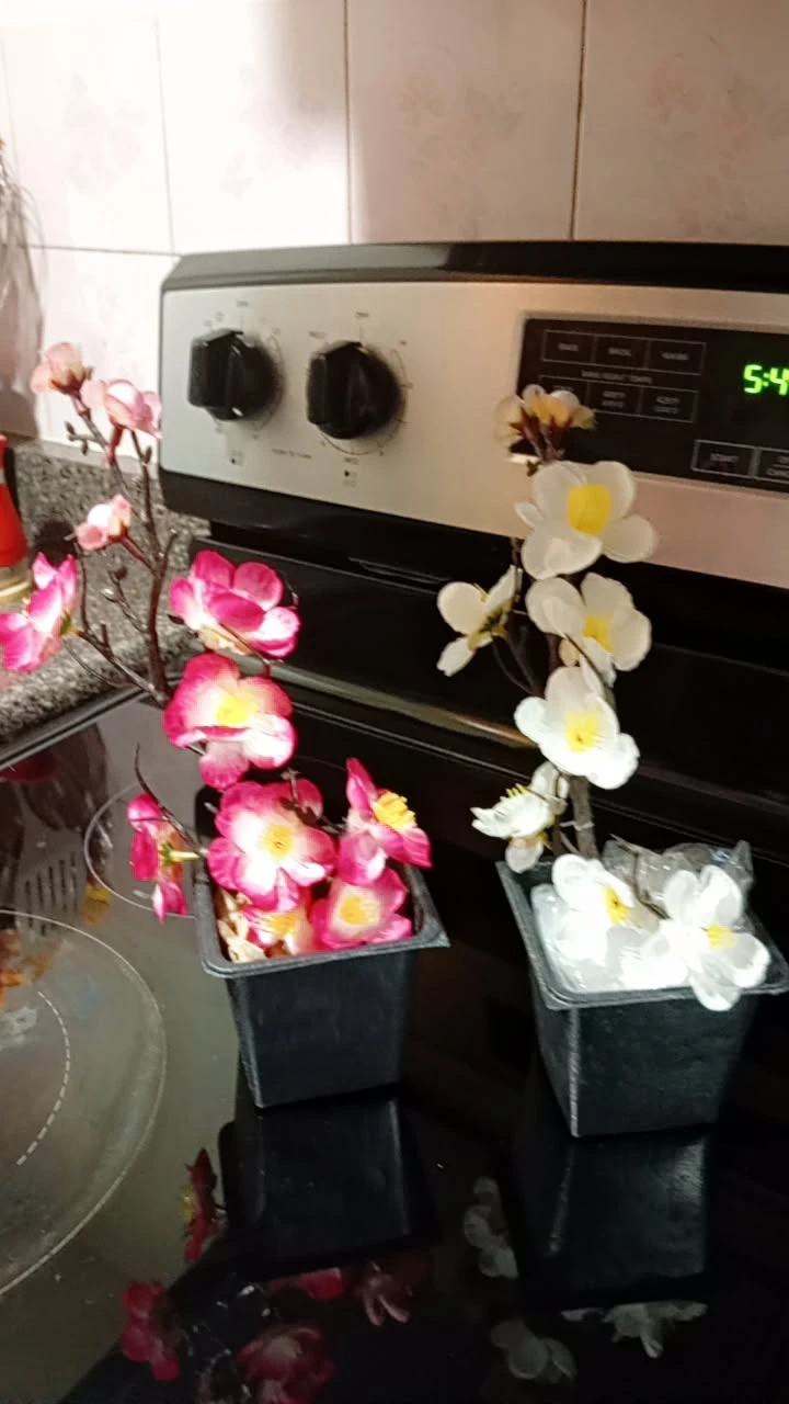 Set of Two Artificial Blossom Potted Plants
