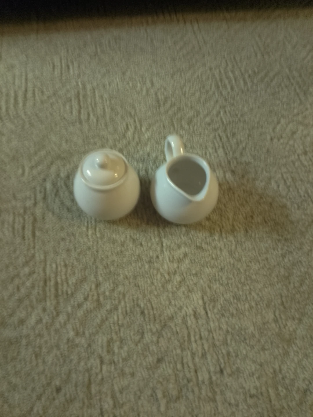 White Porcelain Sugar Bowl and Creamer Set