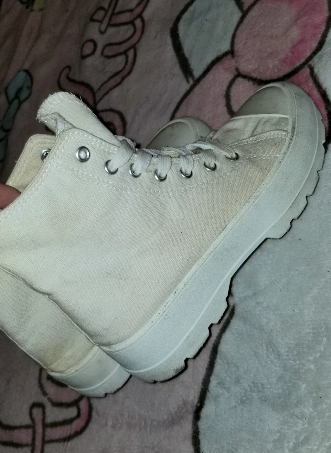 Chunky High-Top Canvas Platform Sneakers - photo 3
