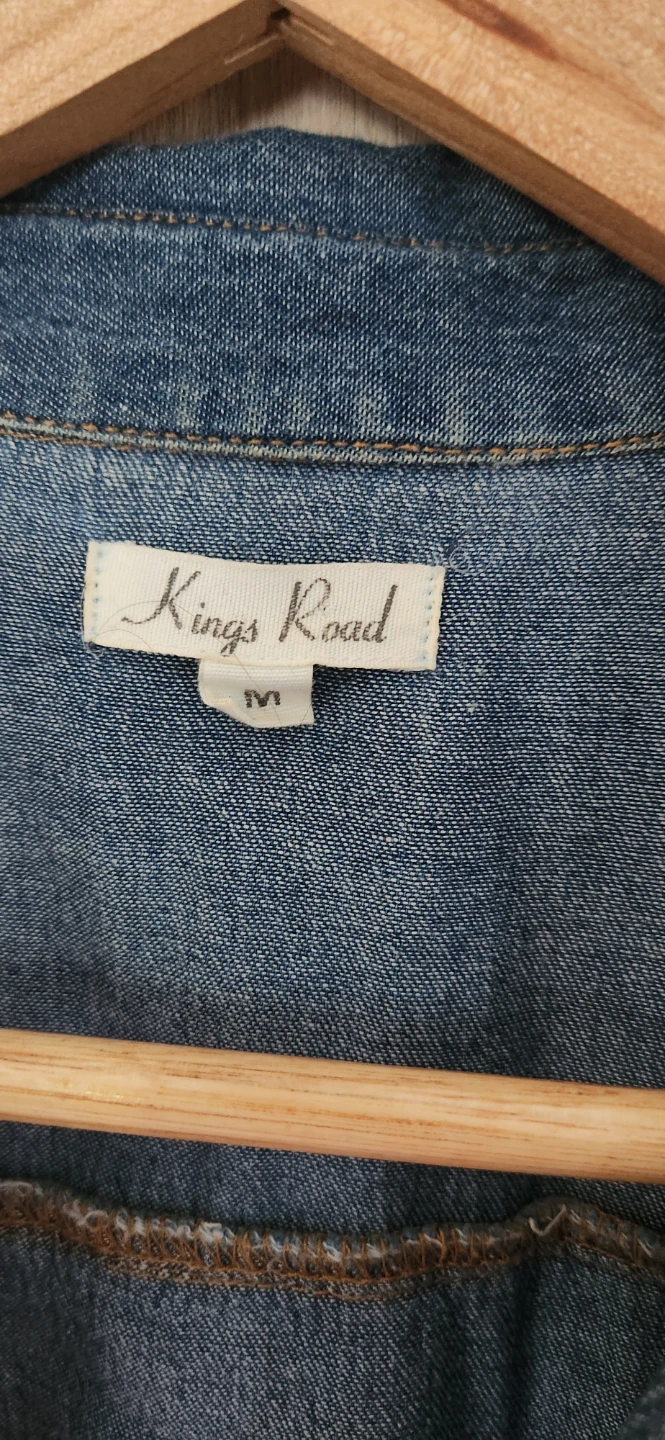 Kings Road Denim Midi Shirt Dress with Belt - Size M - photo 3