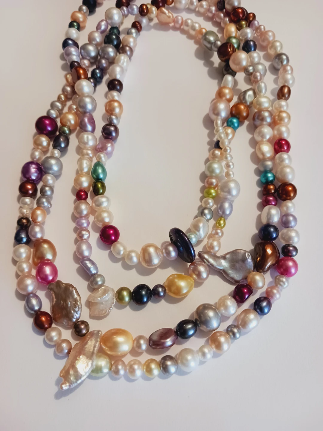 New! Genuine Freshwater Pearl ,Baroque & Mother Pearl Necklace - photo 4
