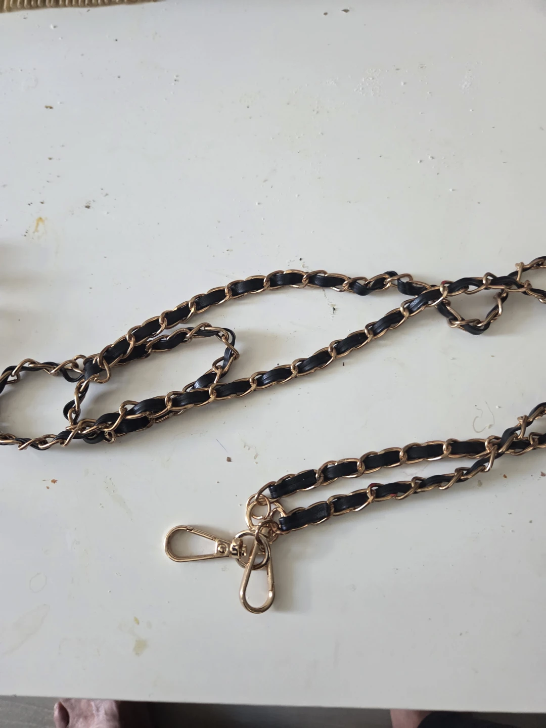 Gold and black woven chain purse strap - photo 2