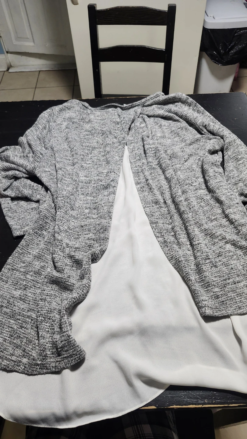 AGB Gray and White Layered Look Top