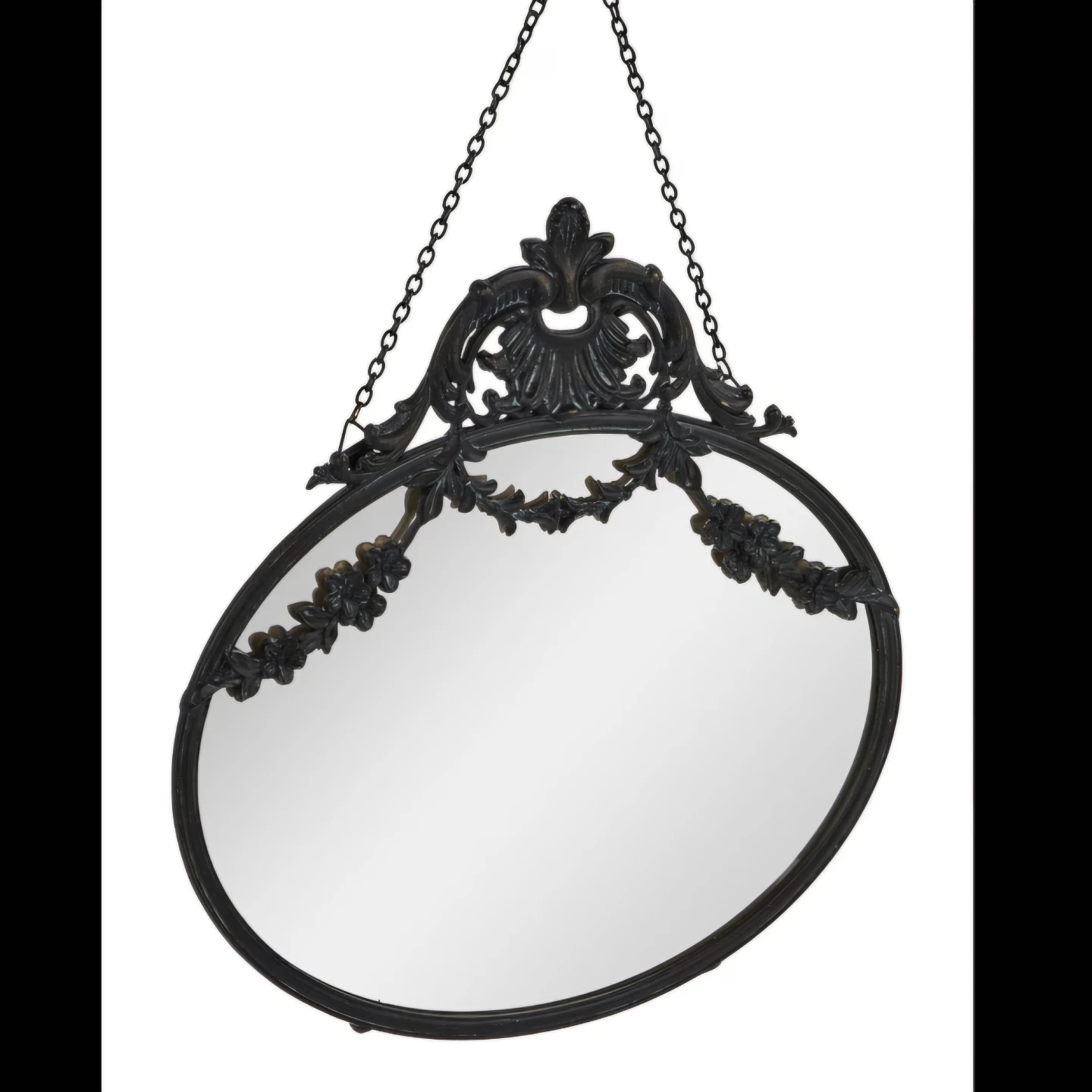 Creative Co-Op Vintage Pewter Framed Wall Mirror | Black
