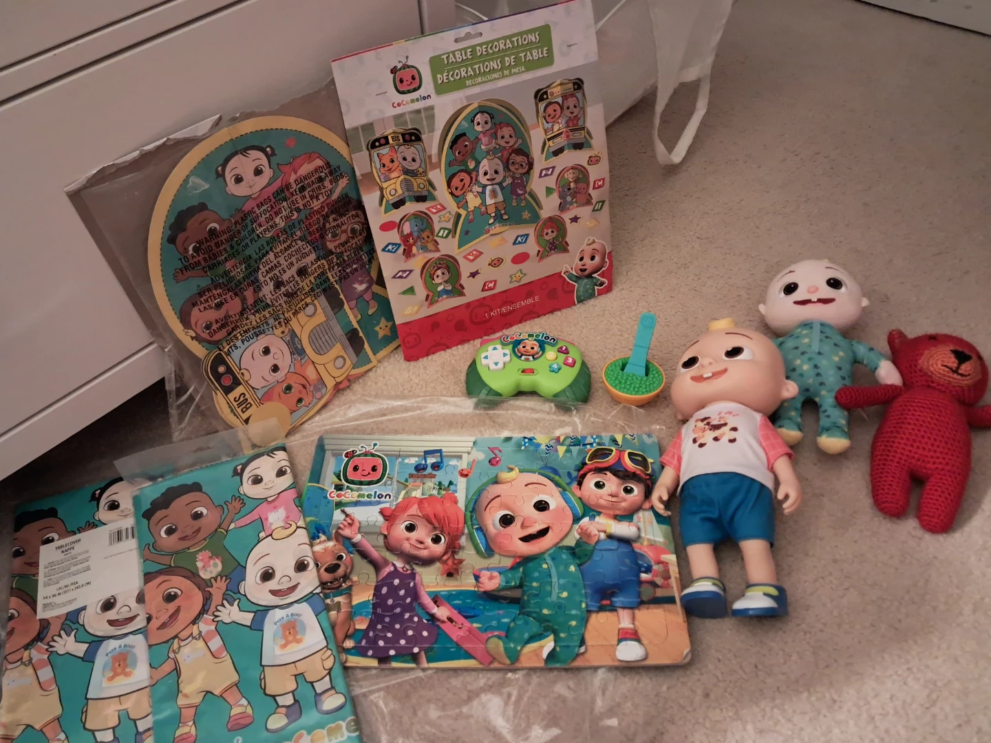 Cocomelon Party Decor, Toys, and Tablecloth Bundle