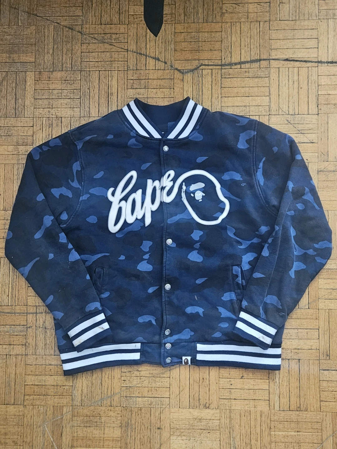Authentic Bape 2005 Blue Camo Men's Varisty Jacket