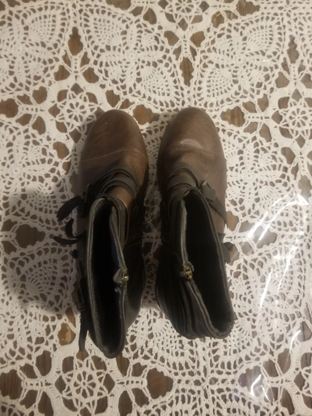 Brown Faux Leather Ankle Boots Size 39 - photo 3