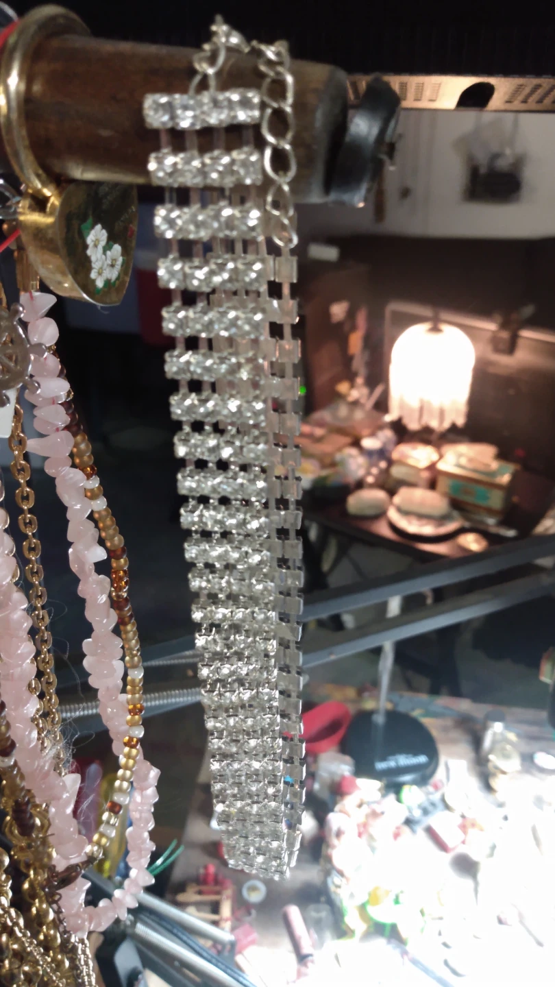 Silver-tone Rhinestone Choker Necklace