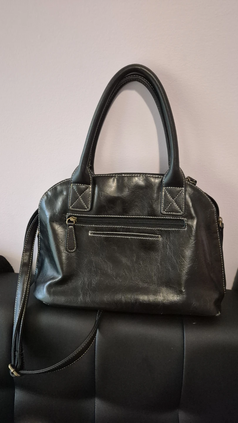 STONEMOUNTAIN Black Faux Leather Satchel Handbag - photo 3