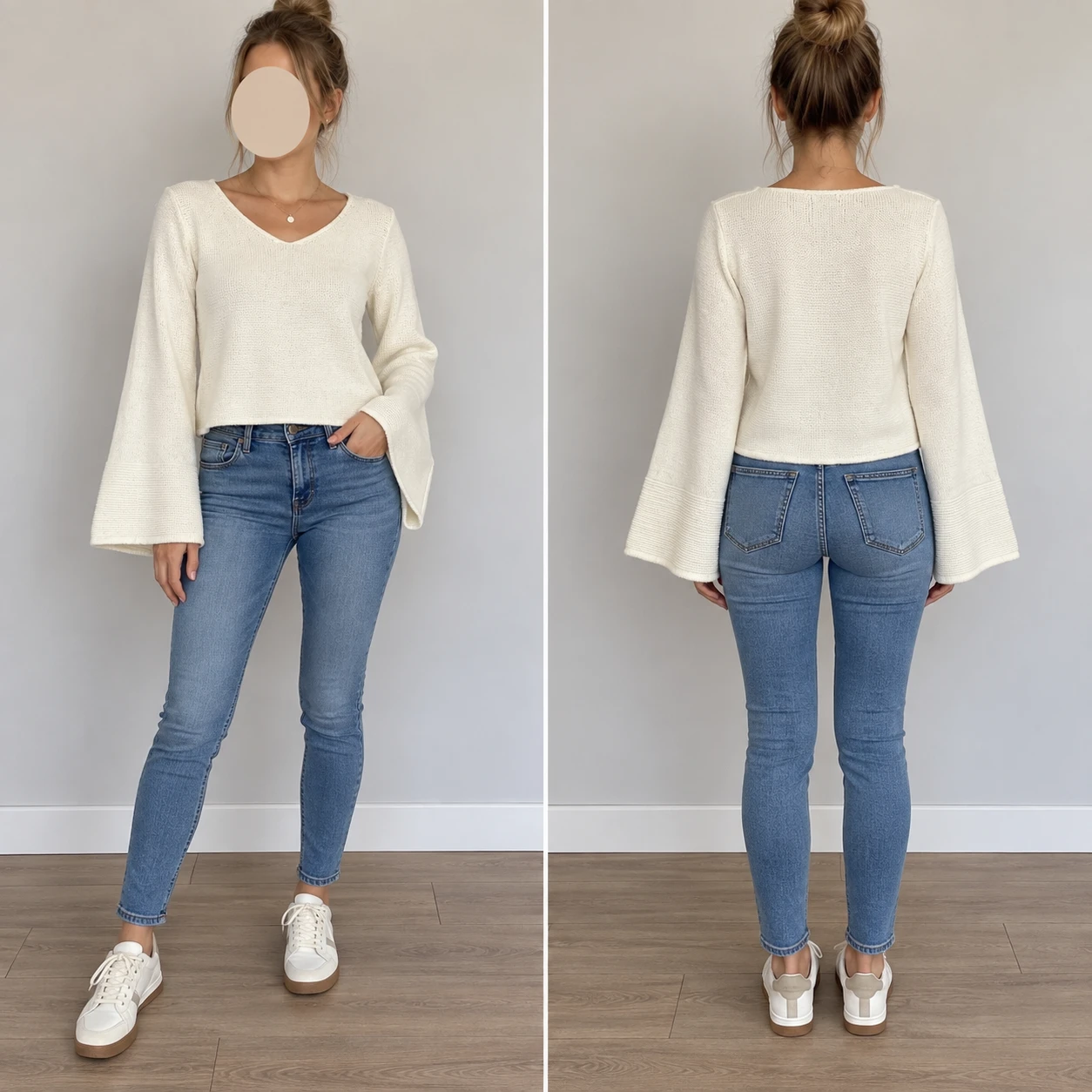 Size S Fimfi Cream Bell Sleeve Sweater