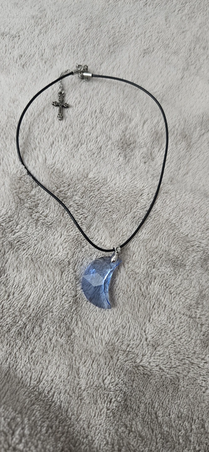Blue Crystal Moon Pendant Necklace