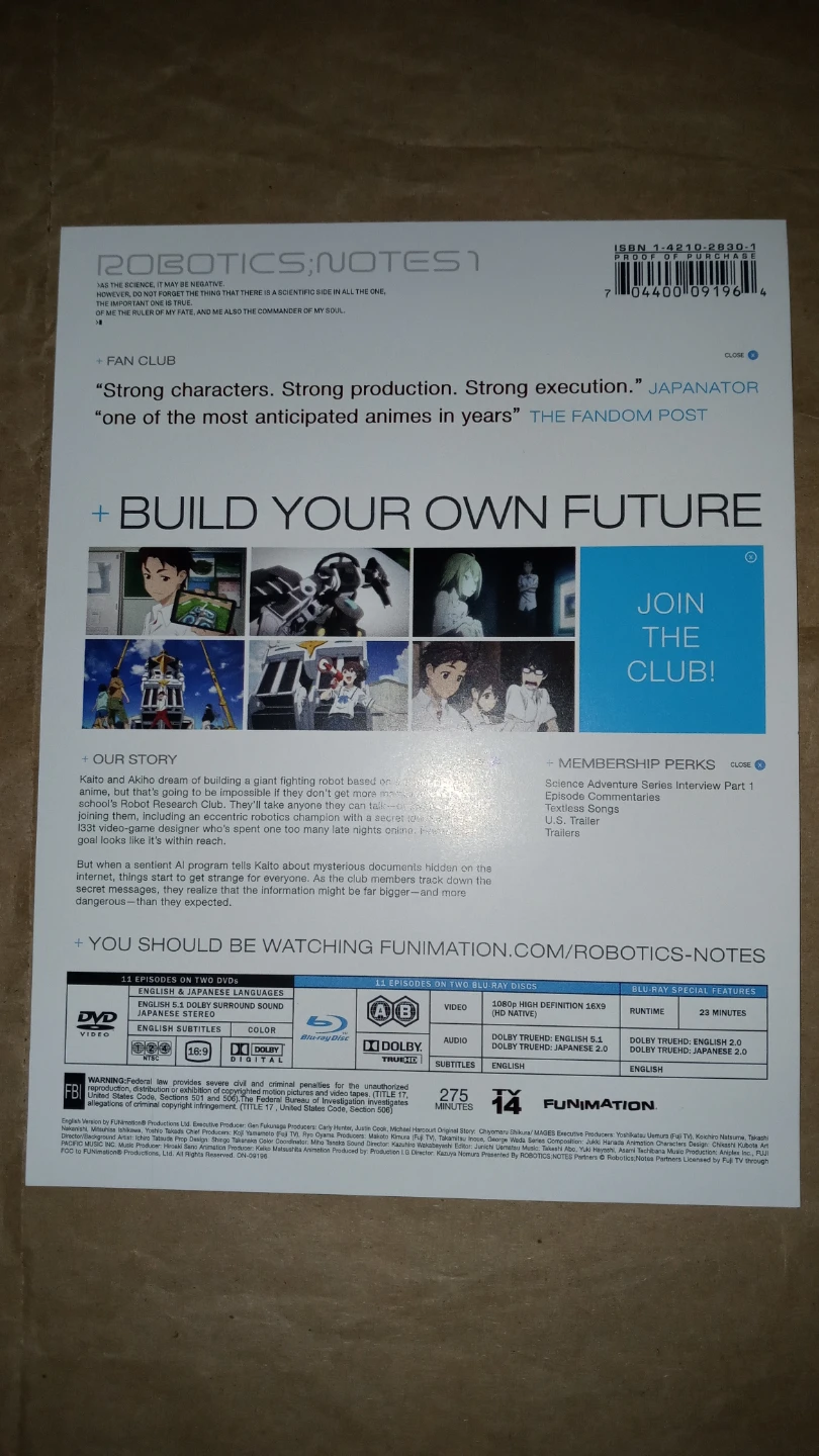 Robotics;Notes Part 1 Limited Edition Blu-ray & DVD - photo 5