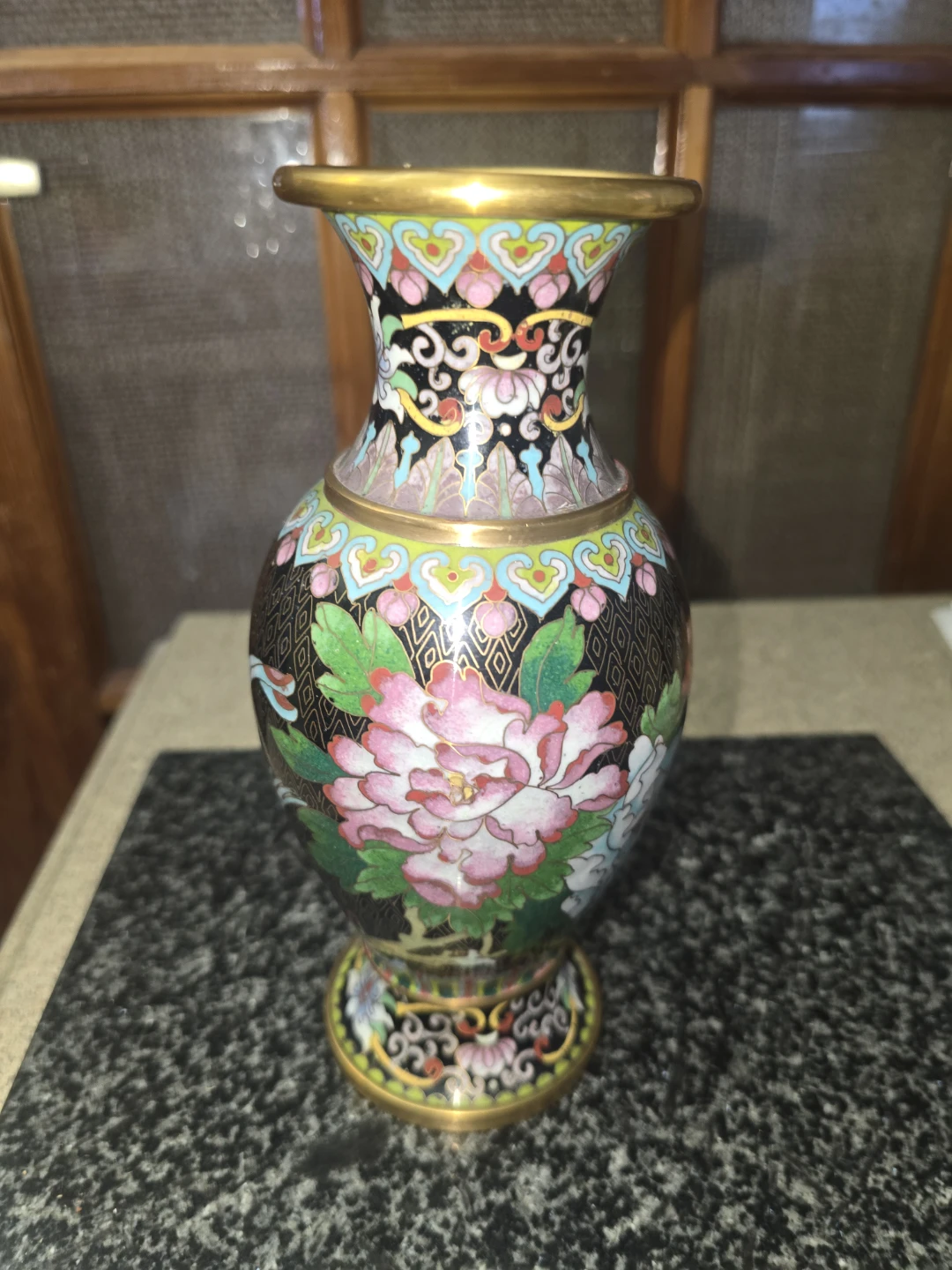 Cloisonné Enamel Floral Vase 8 inches Tall