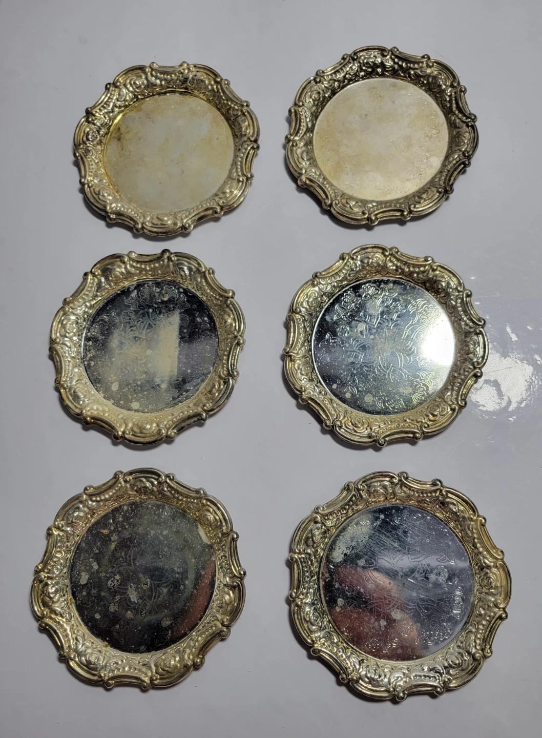 Set of 6 Vintage Silver Plated Coasters