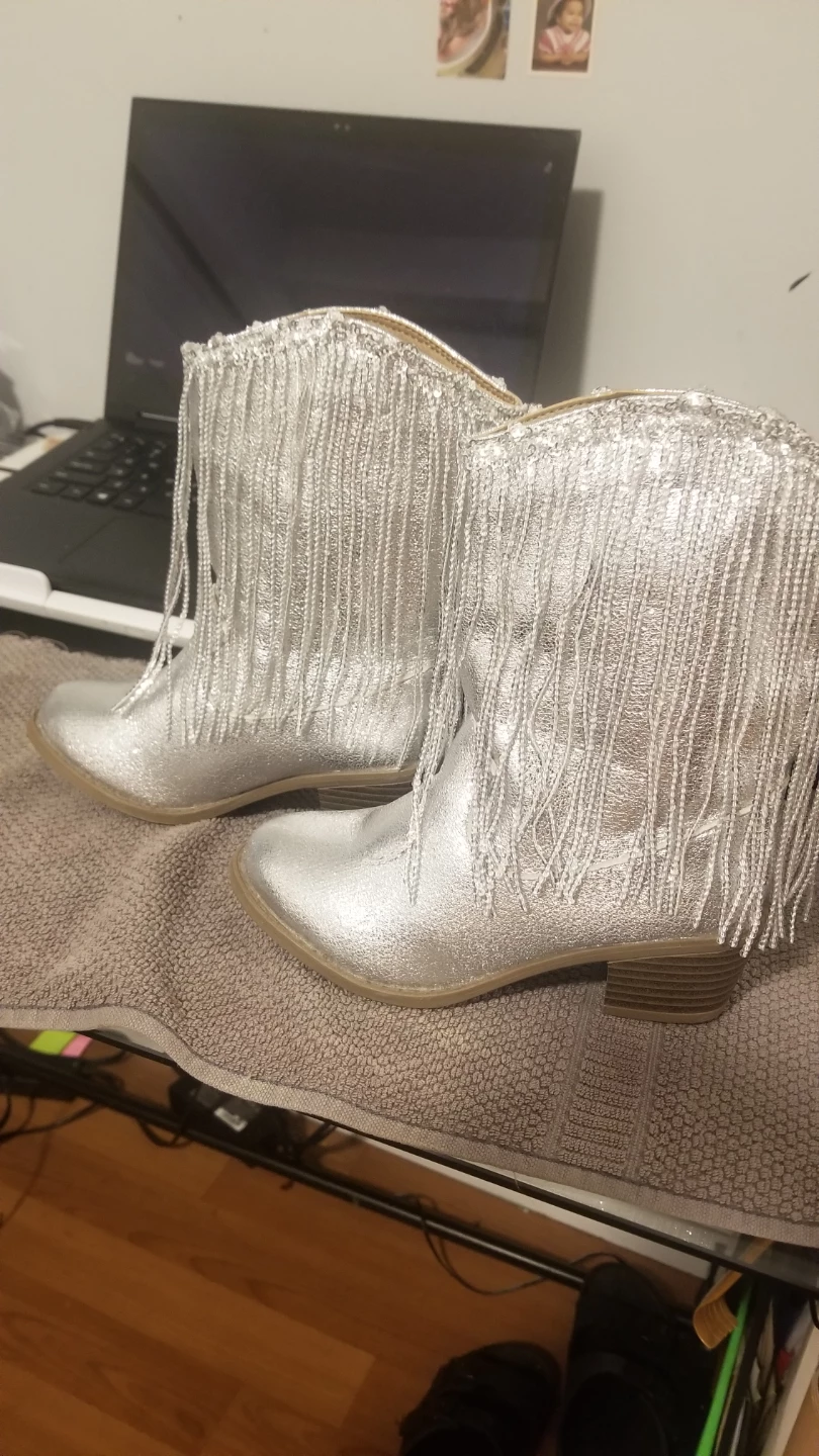 Silver Fringe Western Boots