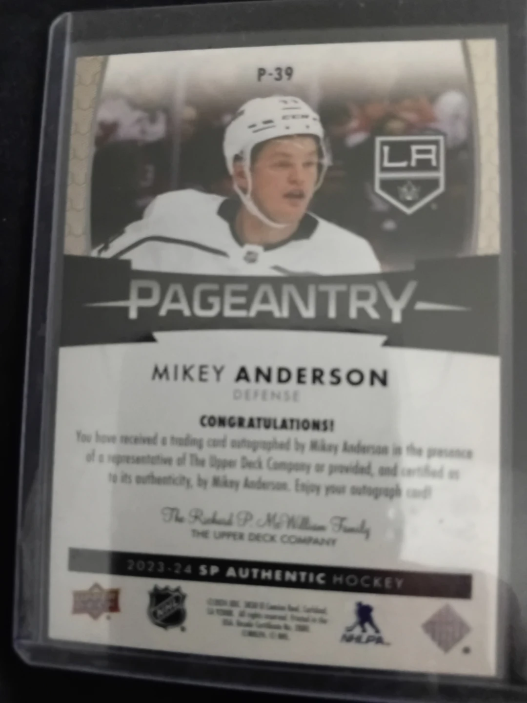 Mikey Anderson Autographed Hockey Card - photo 2