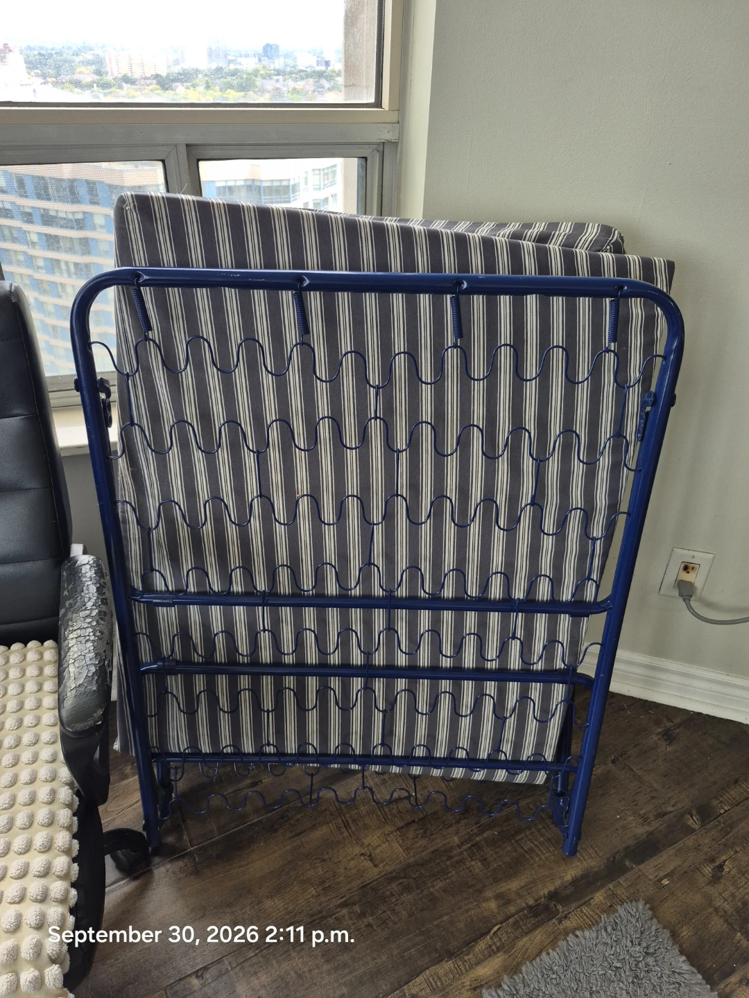 Foldable metal bed frame with mattress