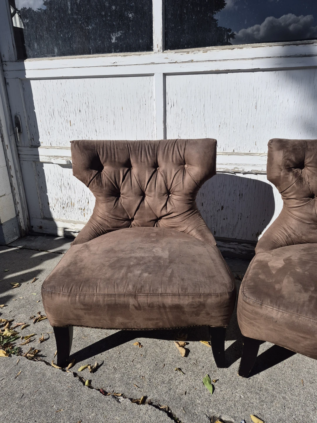 Two Brown Tufted Accent Chairs - photo 3